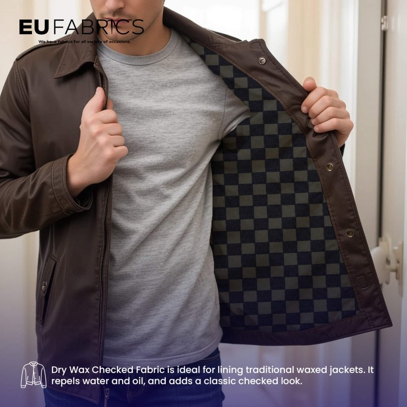 Checked Waterproof Dry Waxed Cotton Fabric