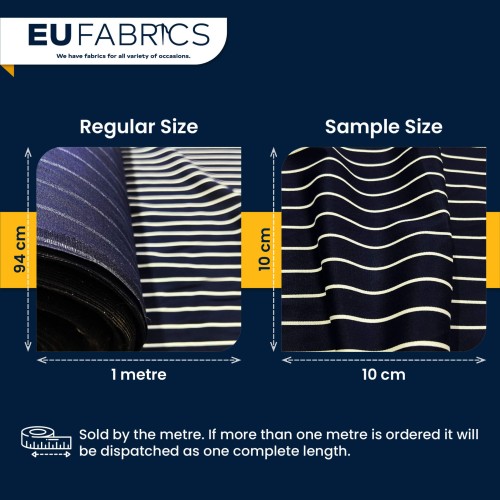 Short Width Cotton Chef Stripe Fabric Navy