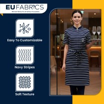 Short Width Cotton Chef Stripe Fabric Navy