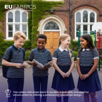 Short Width Cotton Chef Stripe Fabric Navy