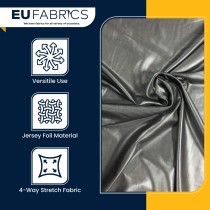 Silver Jersey Foil Fabric 4 Way Stretch