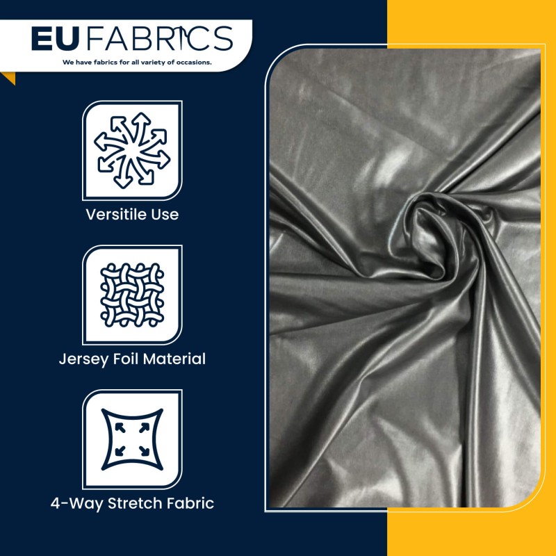 Silver Jersey Foil Fabric 4 Way Stretch
