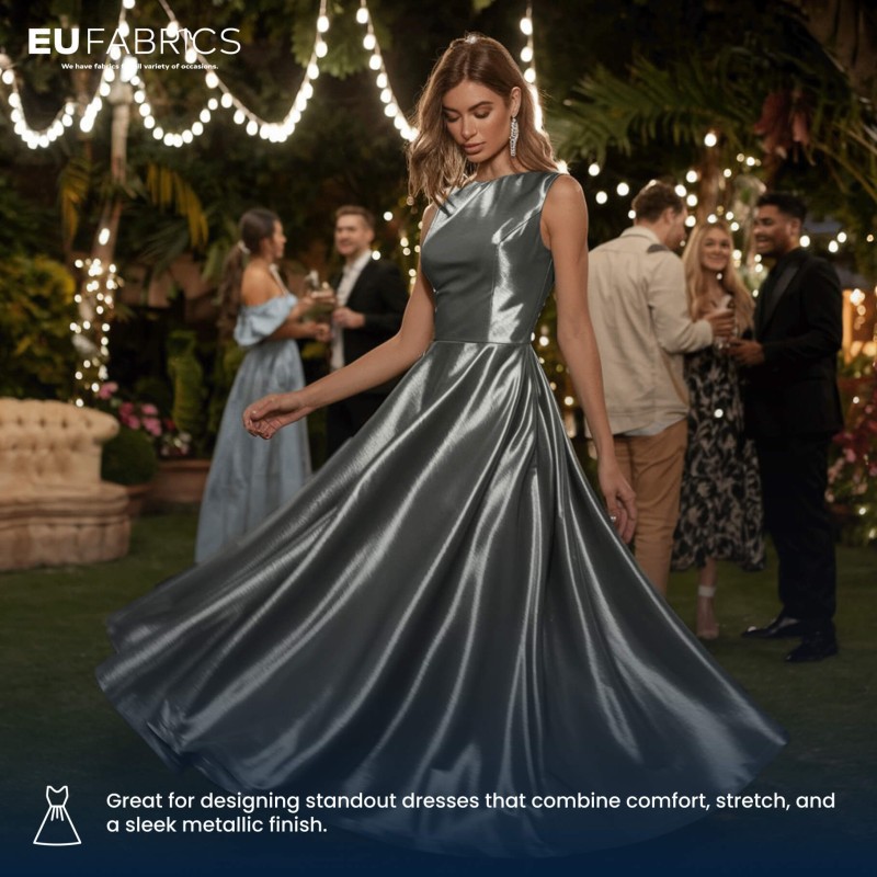 Silver Jersey Foil Fabric 4 Way Stretch