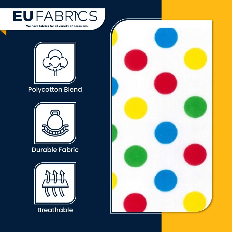 Polycotton Spot Fabric 20mm Printed Design