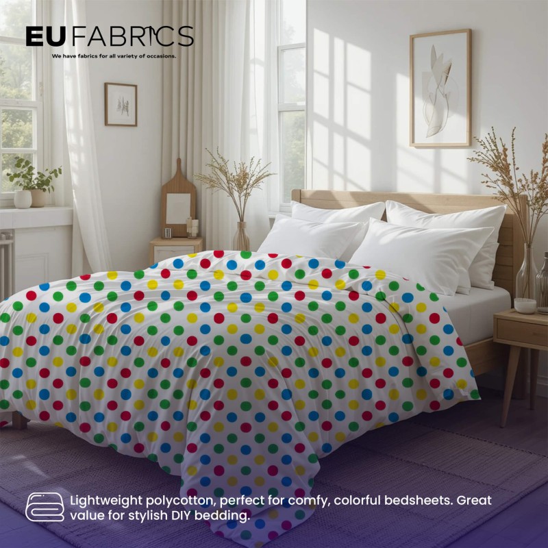 Polycotton Spot Fabric 20mm Printed Design