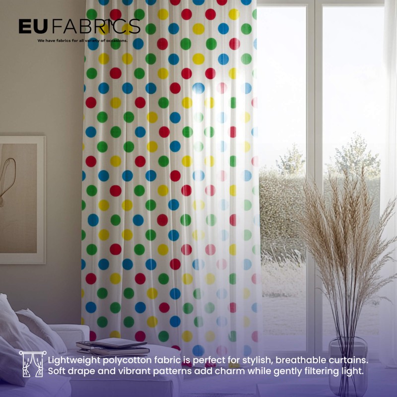 Polycotton Spot Fabric 20mm Printed Design