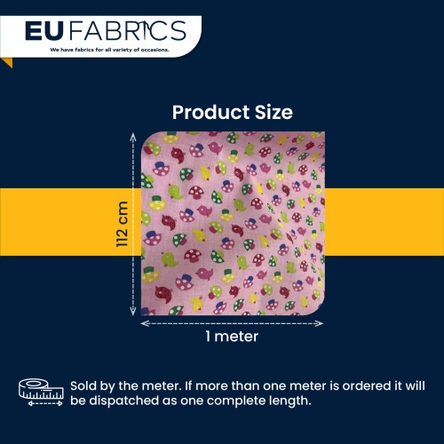 Bird and Mushroom Printed Polycotton Fabric