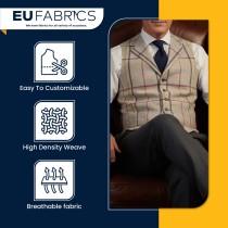 Checked Melton Wool Fabric Natural