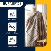 Checked Melton Wool Fabric Natural