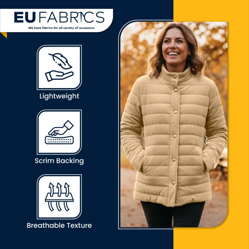 Channel Double Sided Quilted Fabric with Scrim Back Wheat