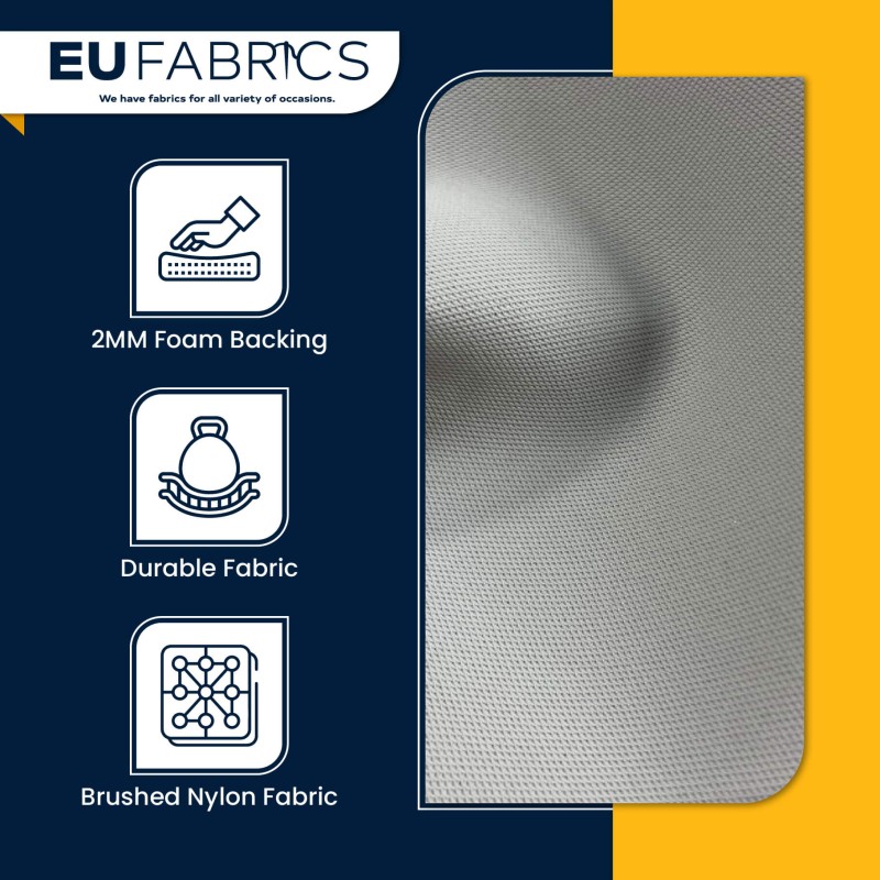 Car Headliner Fabric 2MM Foam Backed Light Grey