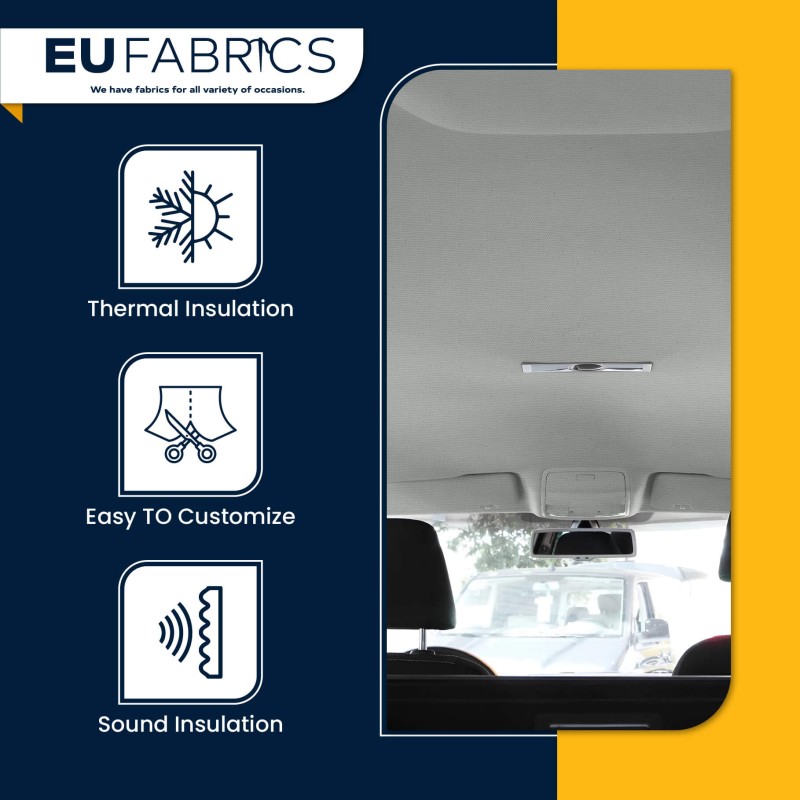 Car Headliner Fabric 2MM Foam Backed Light Grey