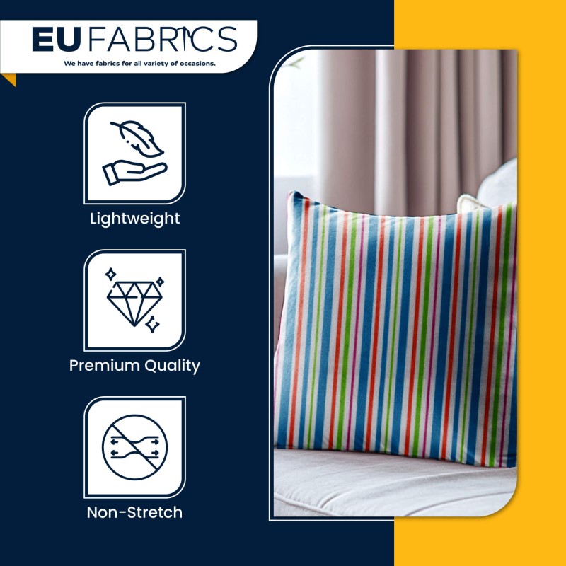 Lightweight Striped Polycotton Fabric Turq