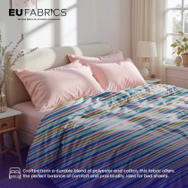 Lightweight Striped Polycotton Fabric Turq