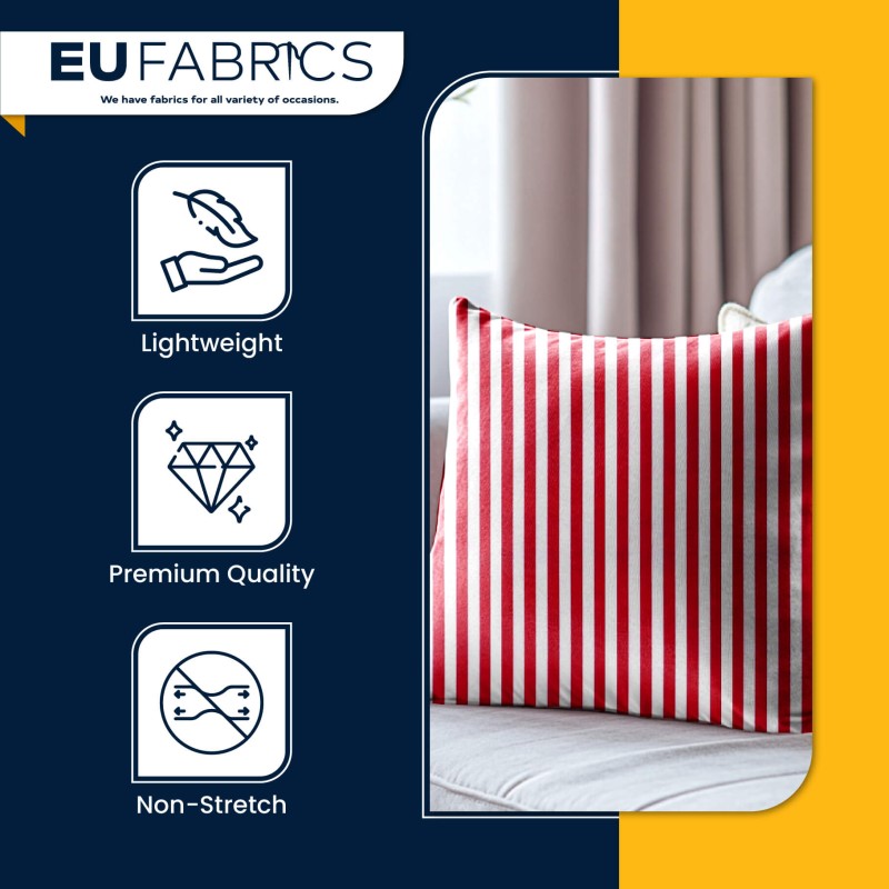 Lightweight Striped Polycotton Fabric Red