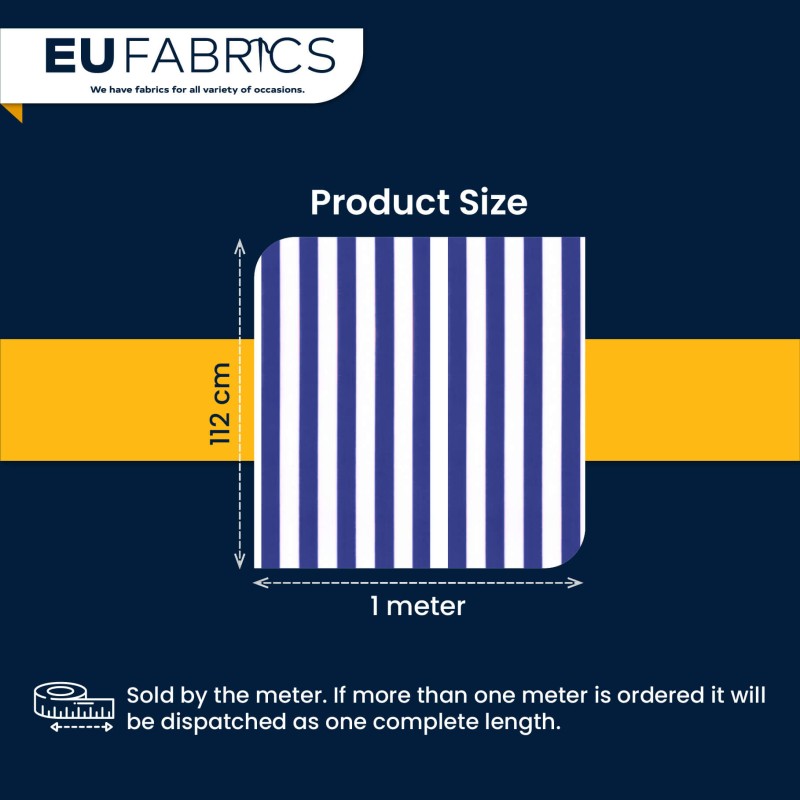 Lightweight Striped Polycotton Fabric Royal