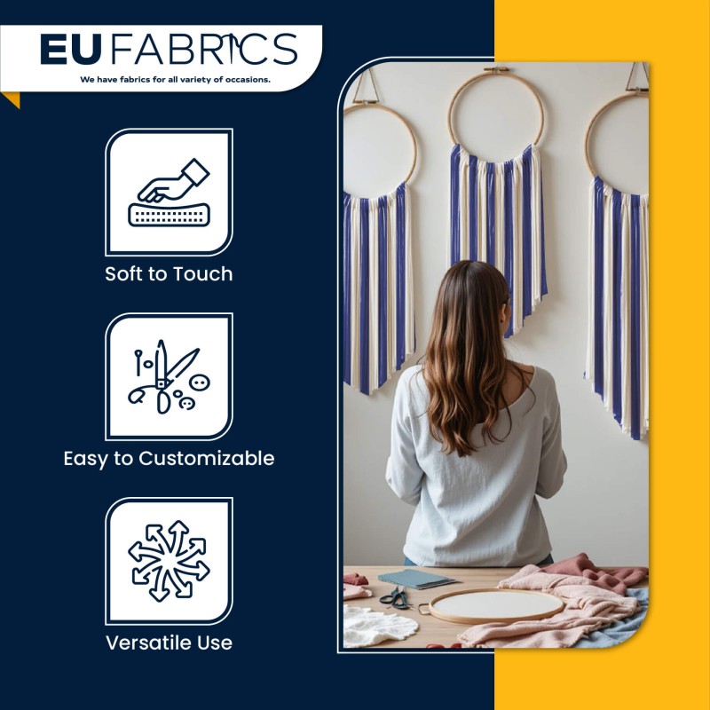 Lightweight Striped Polycotton Fabric Royal