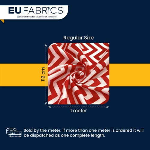 Polycotton Chevron Fabric Red