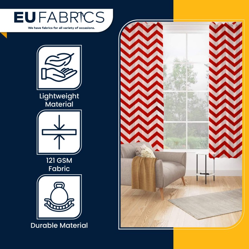 Polycotton Chevron Fabric Red