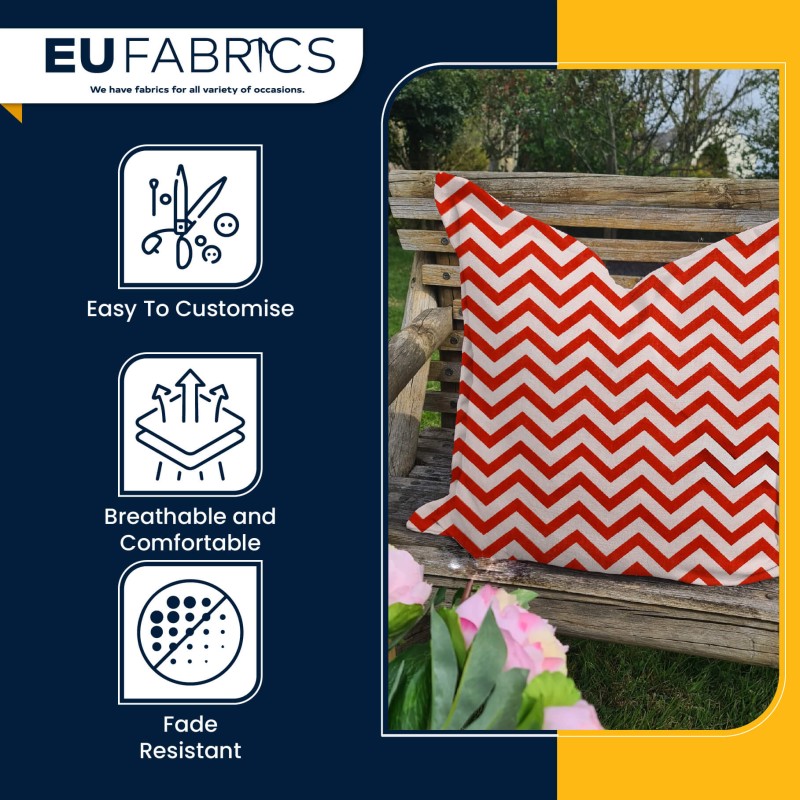 Polycotton Chevron Fabric Red