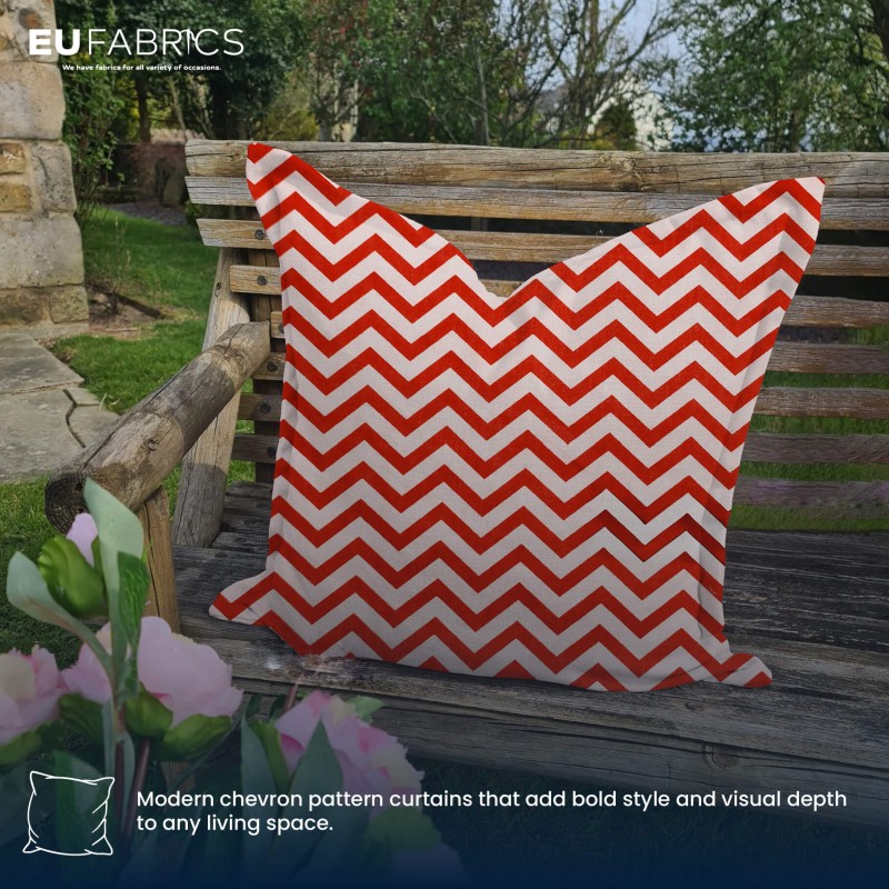 Polycotton Chevron Fabric Red