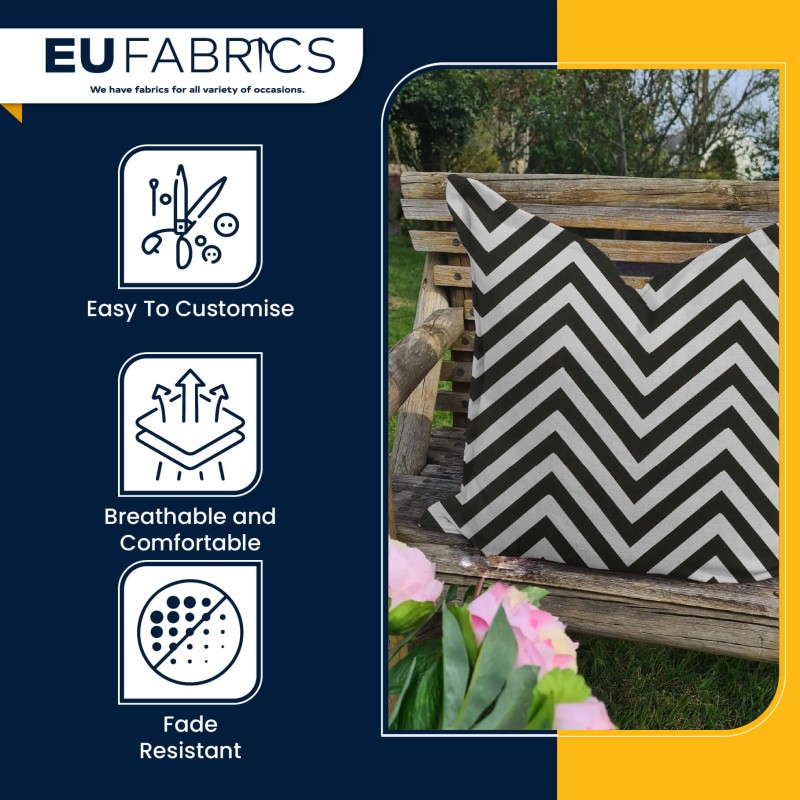 Polycotton Chevron Fabric Black