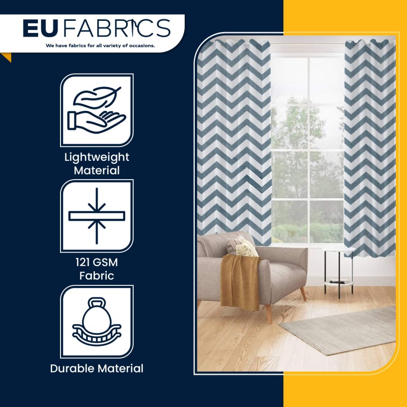 Polycotton Chevron Fabric Blue