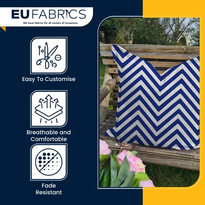 Polycotton Chevron Fabric Royal