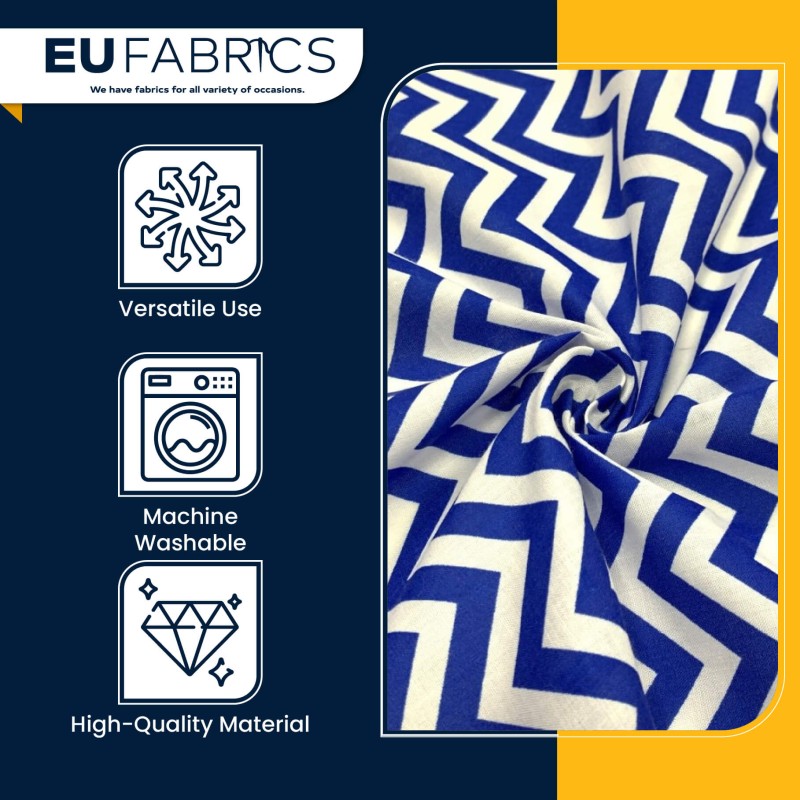 Polycotton Chevron Fabric Royal