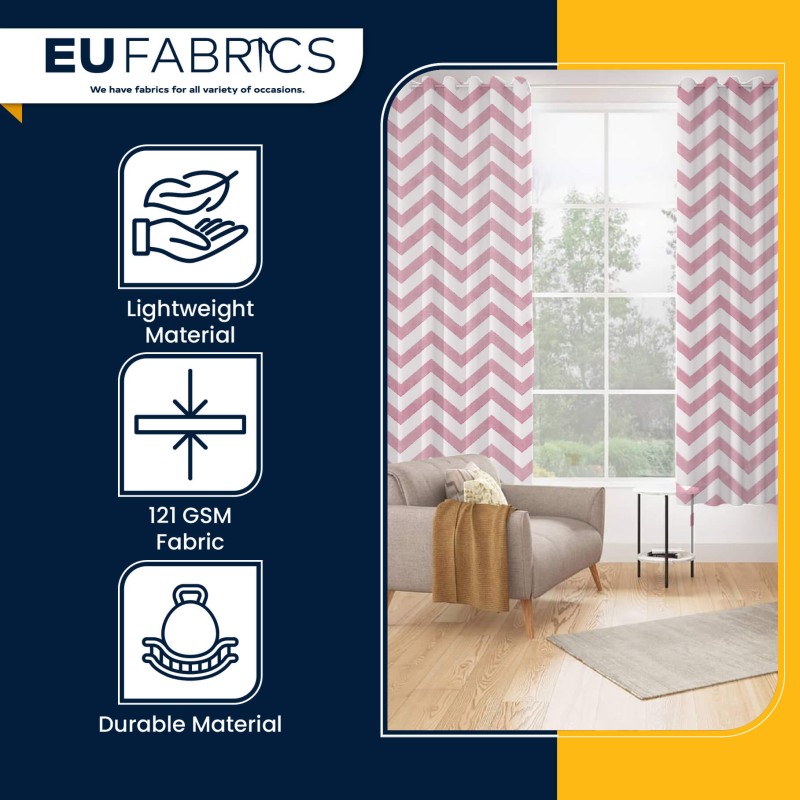 Polycotton Chevron Fabric Pink