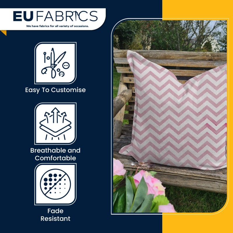 Polycotton Chevron Fabric Pink