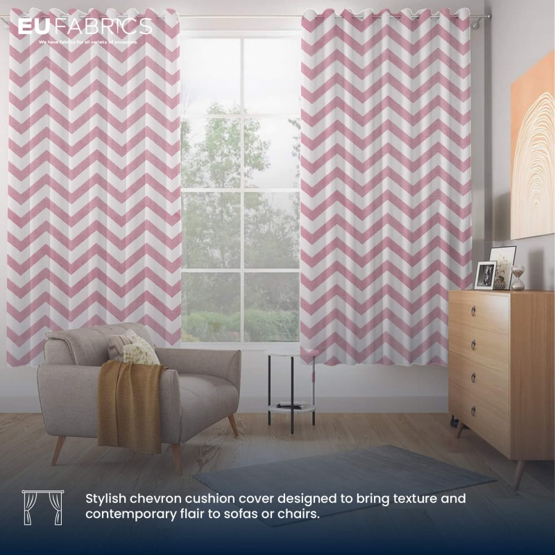 Polycotton Chevron Fabric Pink