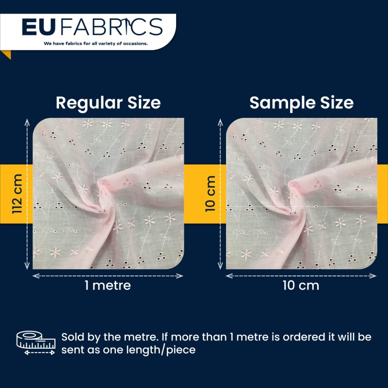 3 Hole Broderie Anglaise Polycotton Fabric Pink