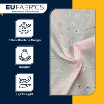 3 Hole Broderie Anglaise Polycotton Fabric Pink