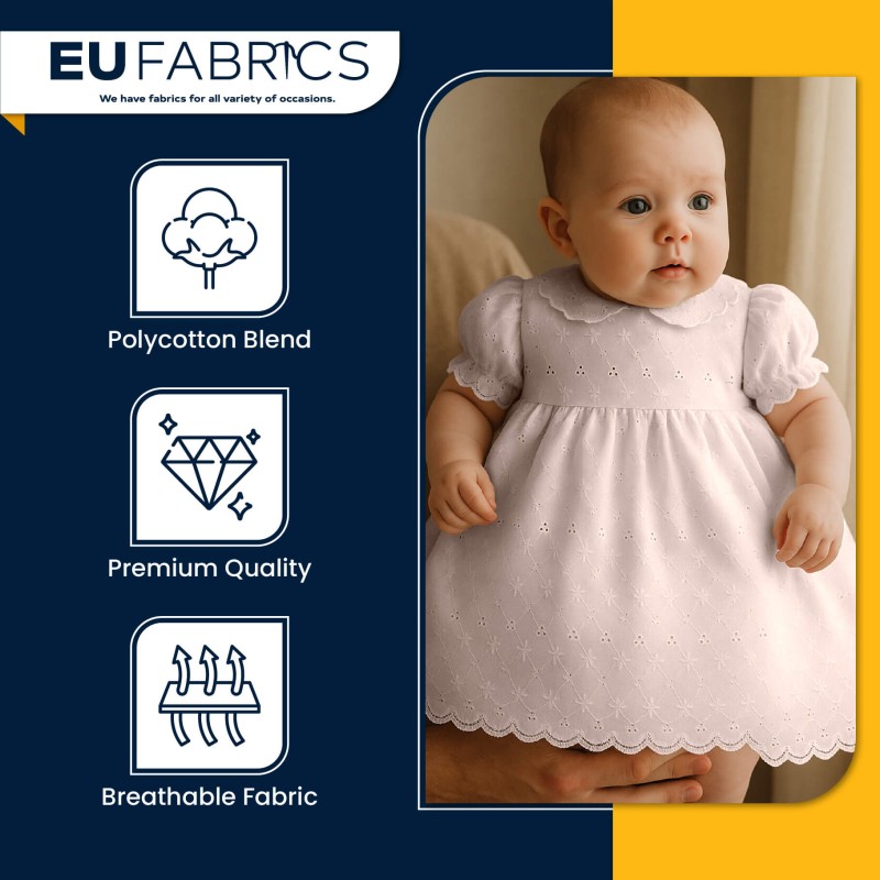 3 Hole Broderie Anglaise Polycotton Fabric Pink