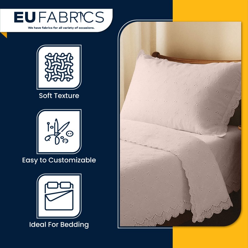 3 Hole Broderie Anglaise Polycotton Fabric Pink