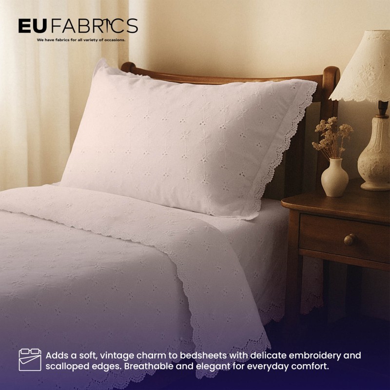 3 Hole Broderie Anglaise Polycotton Fabric Pink