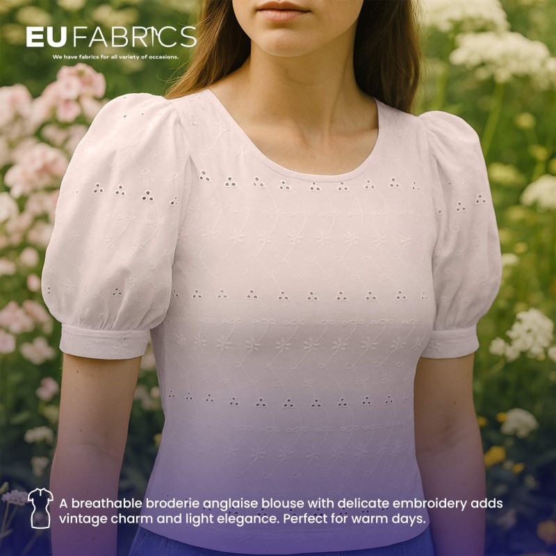 3 Hole Broderie Anglaise Polycotton Fabric Pink