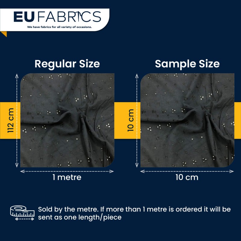 3 Hole Broderie Anglaise Polycotton Fabric Black