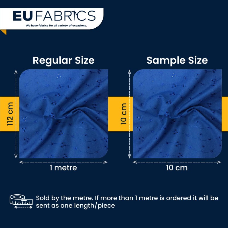 3 Hole Broderie Anglaise Polycotton Fabric Navy