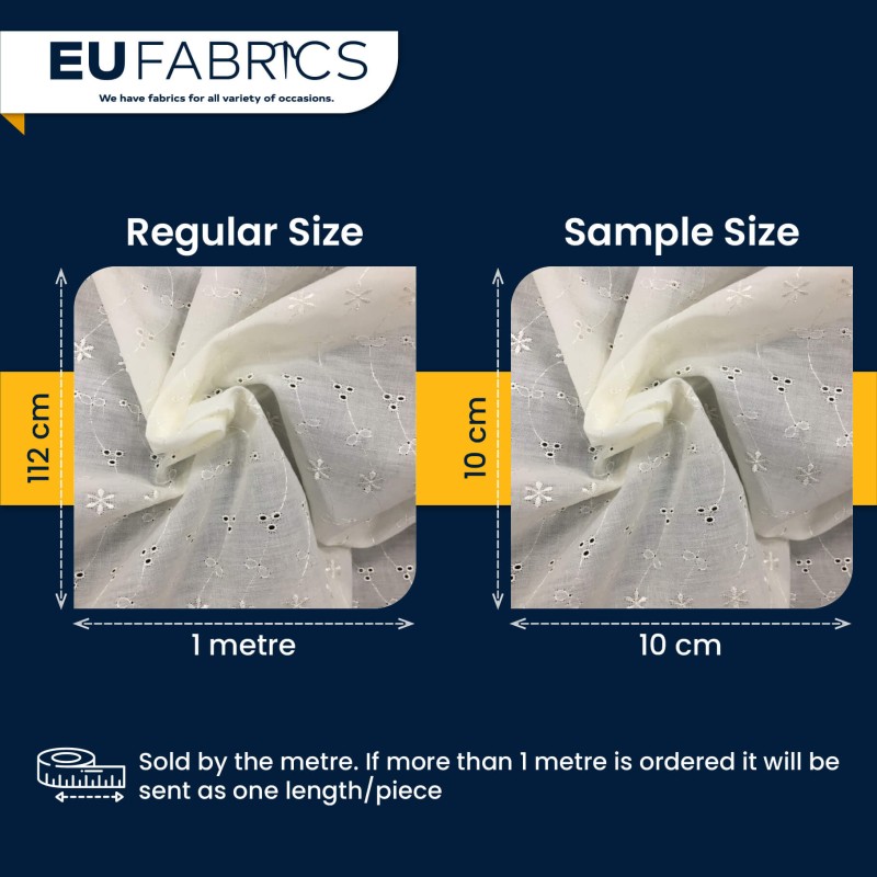3 Hole Broderie Anglaise Polycotton Fabric Ivory