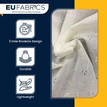 3 Hole Broderie Anglaise Polycotton Fabric Ivory