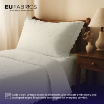 3 Hole Broderie Anglaise Polycotton Fabric Ivory