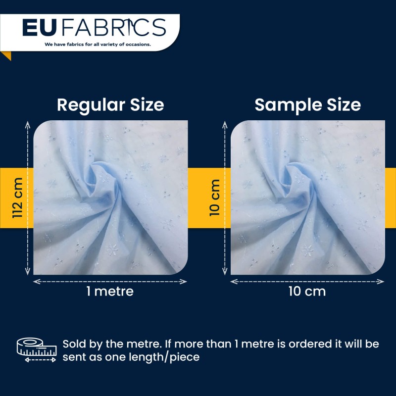 3 Hole Broderie Anglaise Polycotton Fabric Blue