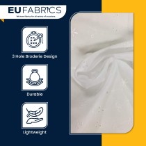 3 Hole Broderie Anglaise Polycotton Fabric White