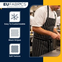 Cotton Chef Stripe Fabric Black