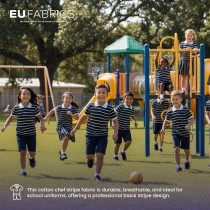 Cotton Chef Stripe Fabric Black