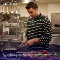 Cotton Chef Stripe Fabric Black
