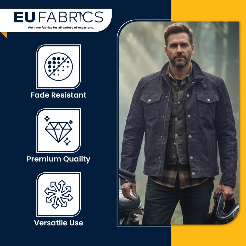 Denim Look Waxed Canvas Fabric 150cm Wide - Clearance