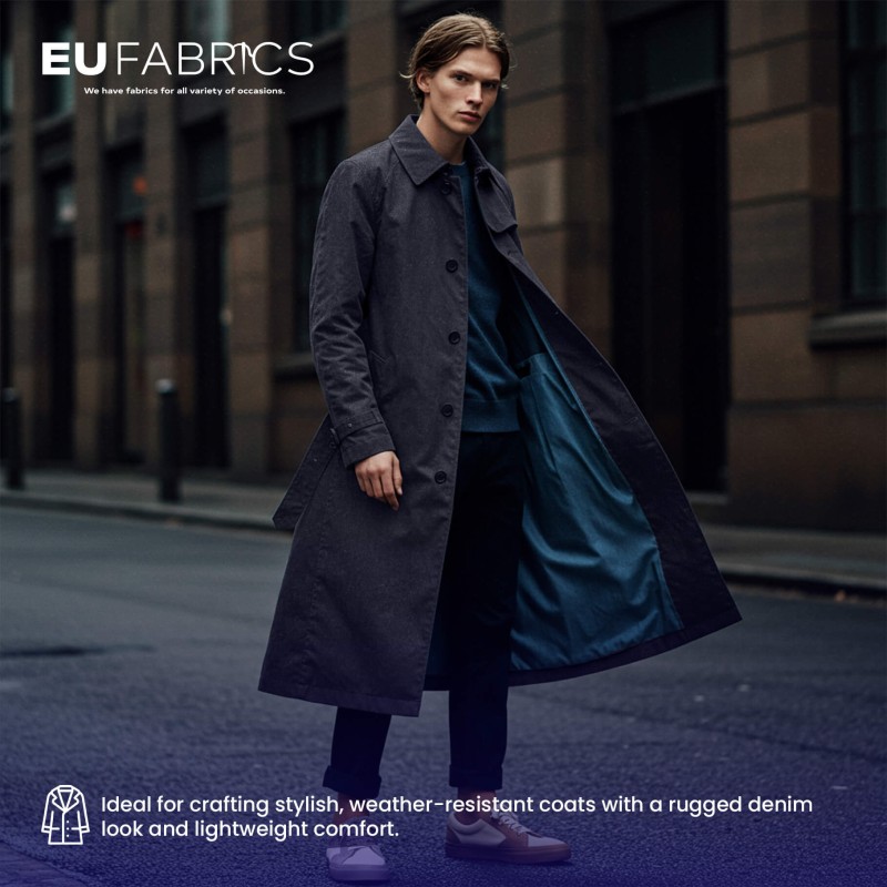 Denim Look Waxed Canvas Fabric 150cm Wide - Clearance